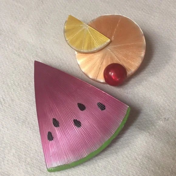 “NWOT” Large Hair Barrettes/Clips Set🍉🍋🍊🍒 - Picture 1 of 7